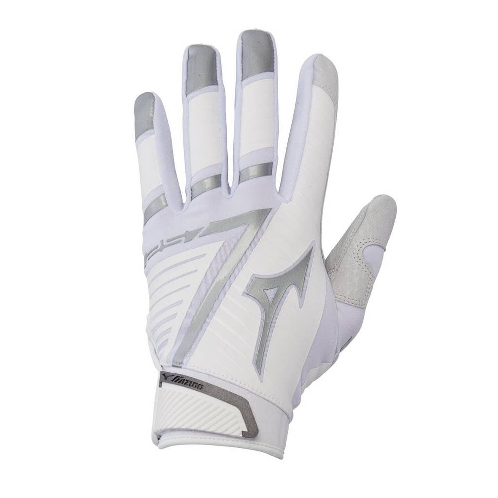 Womens Mizuno F-257 Softball Batting Gloves White/Silver Philippines (XIKGFR751)